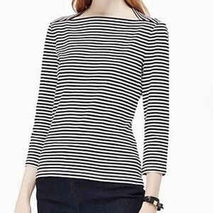 Kate Spade Broome Street Black Striped 3/4 Sleeve Top Size XS